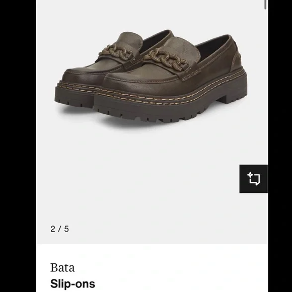 Bata Women's Brown Loafers with Chain Detail - Picture 2 of 4